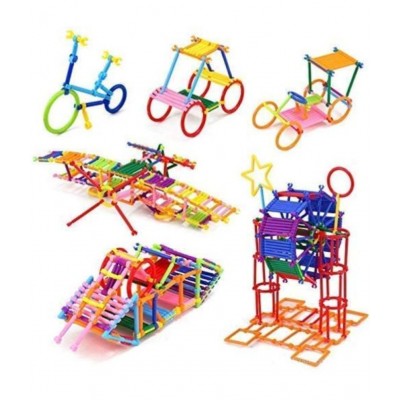 Tzoo® Smart Stick Building Block Construction Toy Set for Kids Age 2+ | 100+ Different Shapes, Perfect Construction Toy to Improve Kids Logic, Creativity and Imagination-Multi Color (Pack 1)