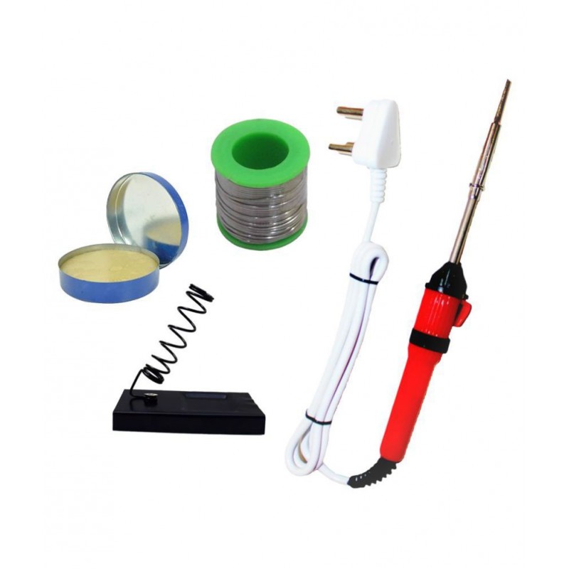 Ukoit (4 in 1) 25 Watt Soldering Iron Kit including Light Indicator Red Soldering Iron, Soldering Wire, Flux and Iron Stand