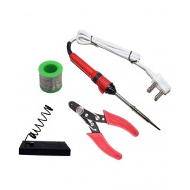 Ukoit (4 in 1) 25 Watt Soldering Iron Kit including Light Indicator Red Soldering Iron, Soldering Wire, Iron Stand and Cutter