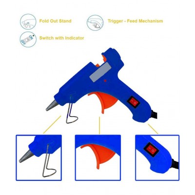 Ukoit Hot Melt Mini Glue Gun 20 watt With 10 Very Sticky Glue Sticks (Blue)