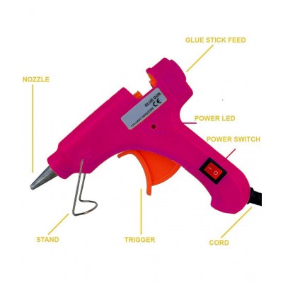Ukoit Hot Melt Mini Glue Gun 20 watt With 10 Very Sticky Glue Sticks (Cherry)
