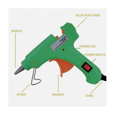 Ukoit Hot Melt Mini Glue Gun 20 watt With 10 Very Sticky Glue Sticks (Green)