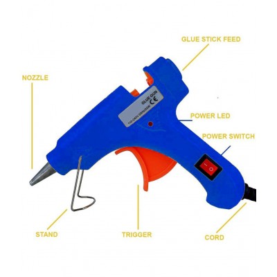 Ukoit Hot Melt Mini Glue Gun 20 watt With 5 Very Sticky Glue Sticks (Blue)