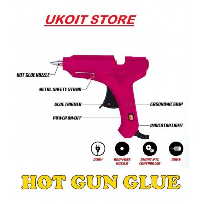 Ukoit Hot Melt Mini Glue Gun 40 watt With 5 Very Sticky Glue Sticks (Cherry)