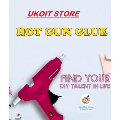 Ukoit Hot Melt Mini Glue Gun 40 watt With 5 Very Sticky Glue Sticks (Cherry)