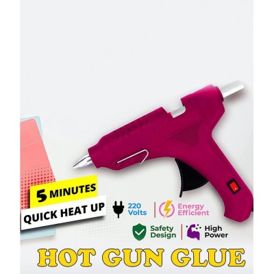 Ukoit Hot Melt Mini Glue Gun 40 watt With 5 Very Sticky Glue Sticks (Cherry)