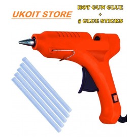 Ukoit Hot Melt Mini Glue Gun 40 watt With 5 Very Sticky Glue Sticks (Orange)