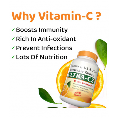 Ultra Healthcare Ultra-CZ Vitamin C, D3 & Zinc Immunity Tablet 30 gm Pack Of 2