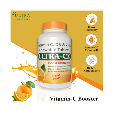 Ultra Healthcare Ultra-CZ Vitamin C, D3 & Zinc Immunity Tablet 30 gm Pack Of 2