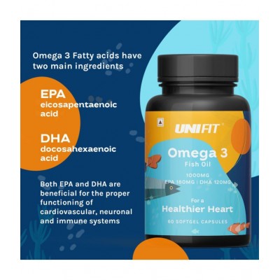 Unifit Apple Cider Vinegar and Omega 3 Fish Oil 1000 mg Capsules, Supports Weight Loss and Strong Heart (120 Capsules Combo Pack)