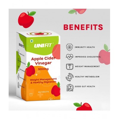 Unifit Apple Cider Vinegar and Omega 3 Fish Oil 1000 mg Capsules, Supports Weight Loss and Strong Heart (120 Capsules Combo Pack)