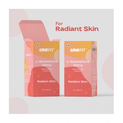 Unifit L Glutathione 500 mg with Biotin, Vitamin A, C & E for Glowing and Clear Skin tablets (30 Tablets)