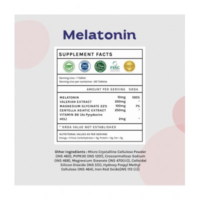 Unifit Melatonin 10 mg with Tagar 250mg Sleeping Aid Tablets For Men & Women for Better Sleep (60 Tablets)