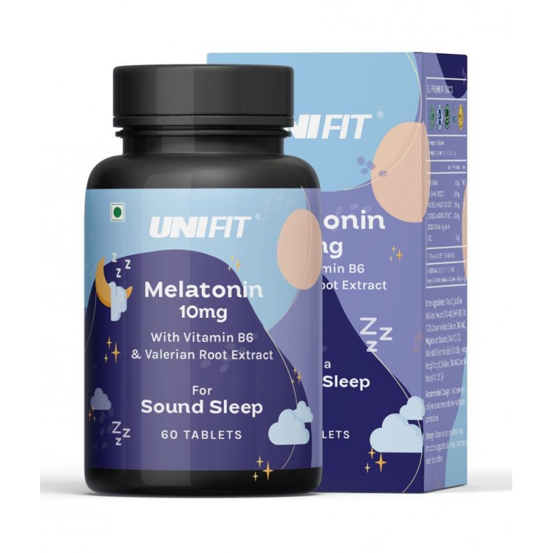Unifit Melatonin 10 mg with Tagar 250mg Sleeping Aid Tablets For Men & Women for Better Sleep (60 Tablets)