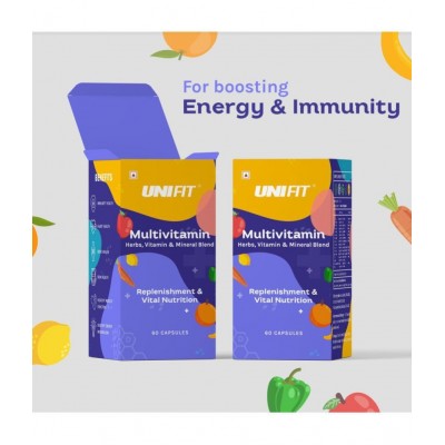 Unifit Multivitamin Capsules for Men and Women with Daily Minerals for Stamina & Immunity, Strong Hair & Skin (60 Capsules)