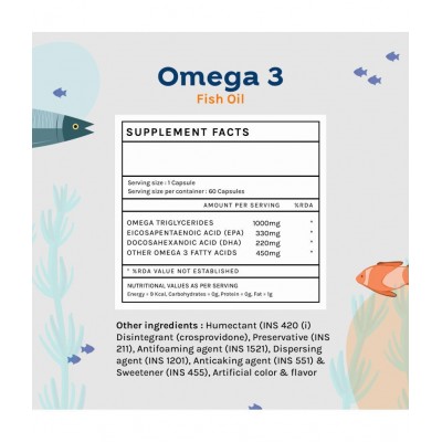 Unifit Omega 3 Fish Oil 1000mg Capsules, Omega3 Fish Oil For Men and Women, 330mg EPA & 220mg DHA For Healthy Heart (60 Capsules)
