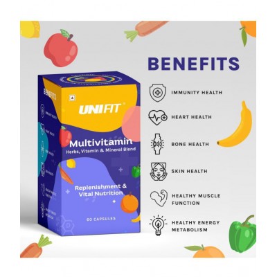 Unifit Plant Biotin Tablets & Multivitamin Capsules for Skin glow, Stamina and Immunity for Men & Women (120 Tablets Combo Pack)