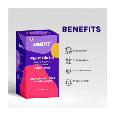 Unifit Plant Biotin Tablets & Multivitamin Capsules for Skin glow, Stamina and Immunity for Men & Women (120 Tablets Combo Pack)