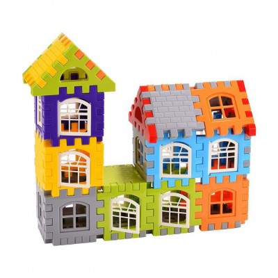 VBE 72 Pcs Mega Jumbo Happy Home House Building Blocks with Attractive Windows and Smooth Rounded Edges (72 Blocks) Multicolor