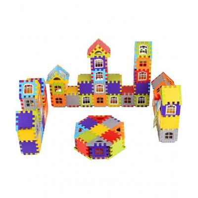 VBE 72 Pcs Mega Jumbo Happy Home House Building Blocks with Attractive Windows and Smooth Rounded Edges (72 Blocks) Multicolor