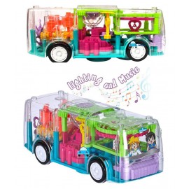VBE Concept Musical Bus Toy for Kids, 3D Bus Toy with 360 Degree Rotation, Gear Transparent Bus Toy with Light &Sound Effects for Boys | Kids