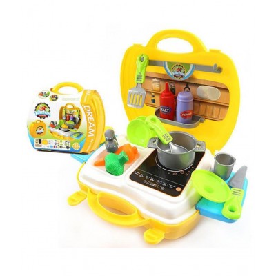 VBE Kitchen Set Toy for Kids Suitcase Cooking Kitchen Set Toy for Children Role Play Toy for Girls 26 PCs