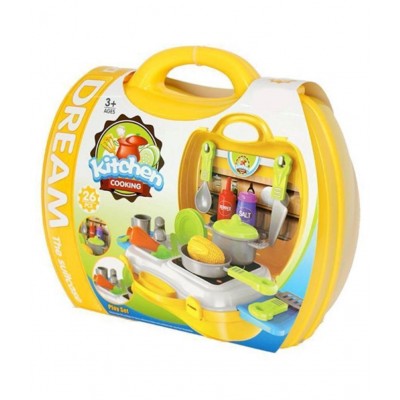VBE Kitchen Set Toy for Kids Suitcase Cooking Kitchen Set Toy for Children Role Play Toy for Girls 26 PCs