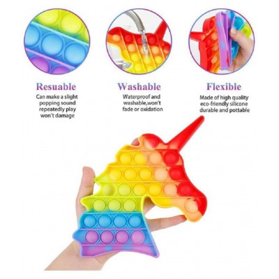 VBE Unicorn- Fidget Popping Sounds Toy, BPA Free Silicone, Push Bubbles Toy for Autism Stress Reliever, Sensory