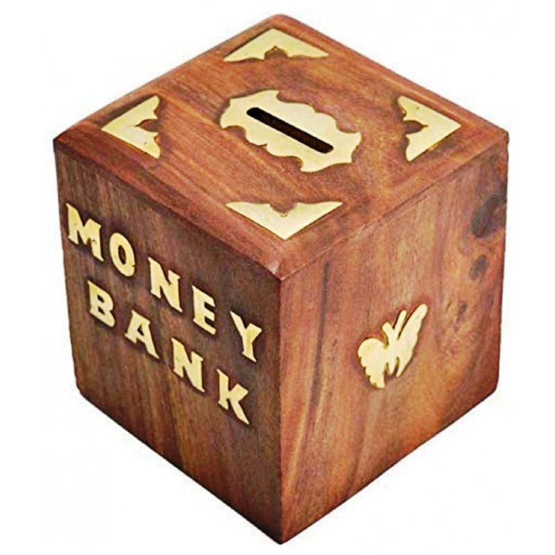 VEDO - Wood Brown Piggy Bank ( Pack of 1 )