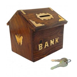 VEDO - Wood Brown Piggy Bank ( Pack of 1 )