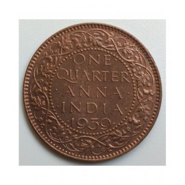 VERY RARE & CUTE COLLECTIBLE: NUMISMATIC YEAR OF IMPORTANCE *1939* GEORGE VI KING EMPEROR QUARTER ANNA COIN, IN IMPRESSIVE AUNC CONDITION