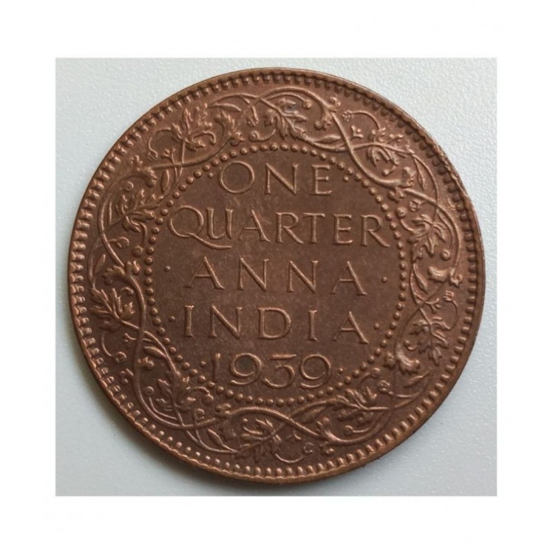 VERY RARE  NUMISMATIC YEAR  *1939* GEORGE VI KING EMPEROR QUARTER ANNA COIN,