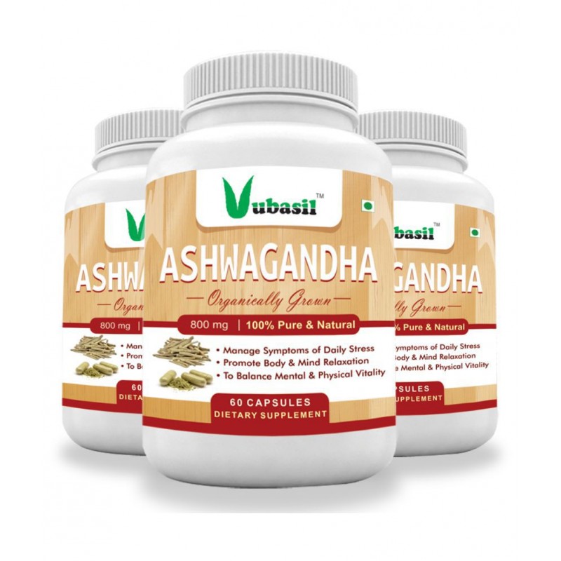 VUBASIL Ashwagandha Extract (Immunity Booster 180 Caps) 800 mg