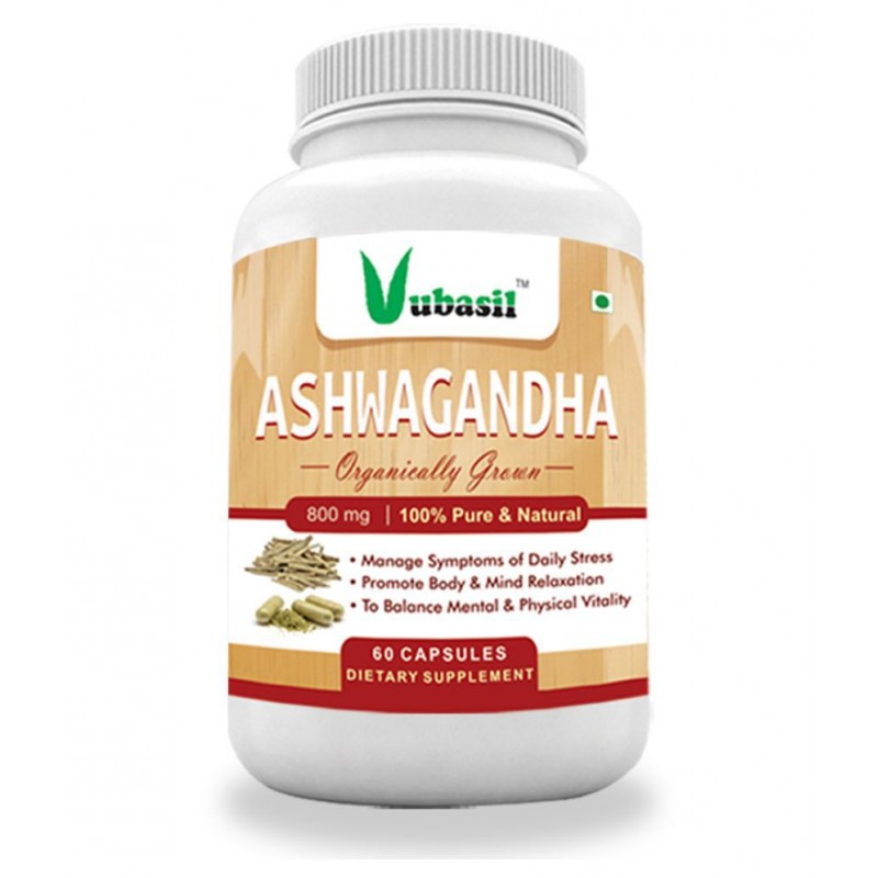 VUBASIL Ashwagandha for Strength, Diabetes and Stress 60 Capsule 800 mg