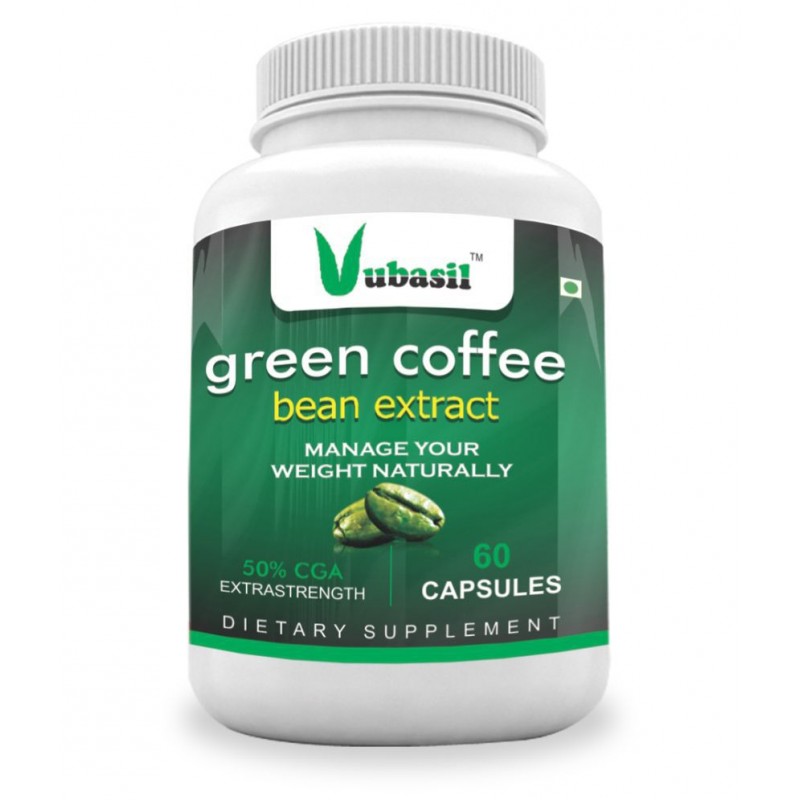 VUBASIL Best Green Coffee (60 Capsules) Weight Loss Fat Burner Natural Immunity, Metabolism & Memory Booster Enhances Digestion Lowers Blood Sugar Cholestrol 800 mg Unflavoured