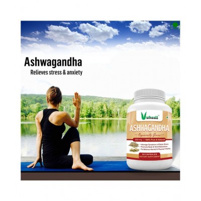 VUBASIL Pure Ashwagandha (180Caps) Anxiety Relief Stress Support for Immunity Boosters 800 mg Minerals Capsule VUBASIL Pure Ashwagandha (180Caps) Anxiety Relief Stress Support for Immunity Boosters 800 mg Minerals Capsule