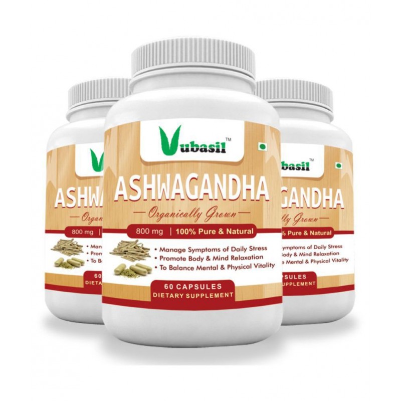 VUBASIL Pure Ashwagandha (180Caps) Anxiety Relief Stress Support for Immunity Boosters 800 mg Minerals Capsule VUBASIL Pure Ashwagandha (180Caps) Anxiety Relief Stress Support for Immunity Boosters 800 mg Minerals Capsule
