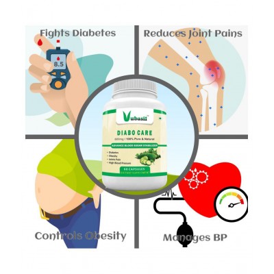 VUBASIL Pure Herbal Diabocare (180 Capsules) Diabetes Care Reduces Joint Pains Fights Diabetes Controls Obesity & Sugar Manages Blood Pressure Boosts Immunity 800 mg Multivitamins Capsule