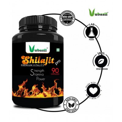 VUBASIL Pure Shilajit Gold (90 Caps) 800 mg Vitamins Capsule