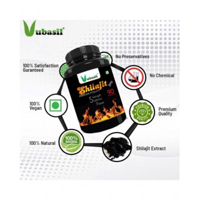 VUBASIL Shilajit PRO (90 Capsules) 100% Natural & Safe Shilajeet Gold Extract 800 mg Minerals Capsule