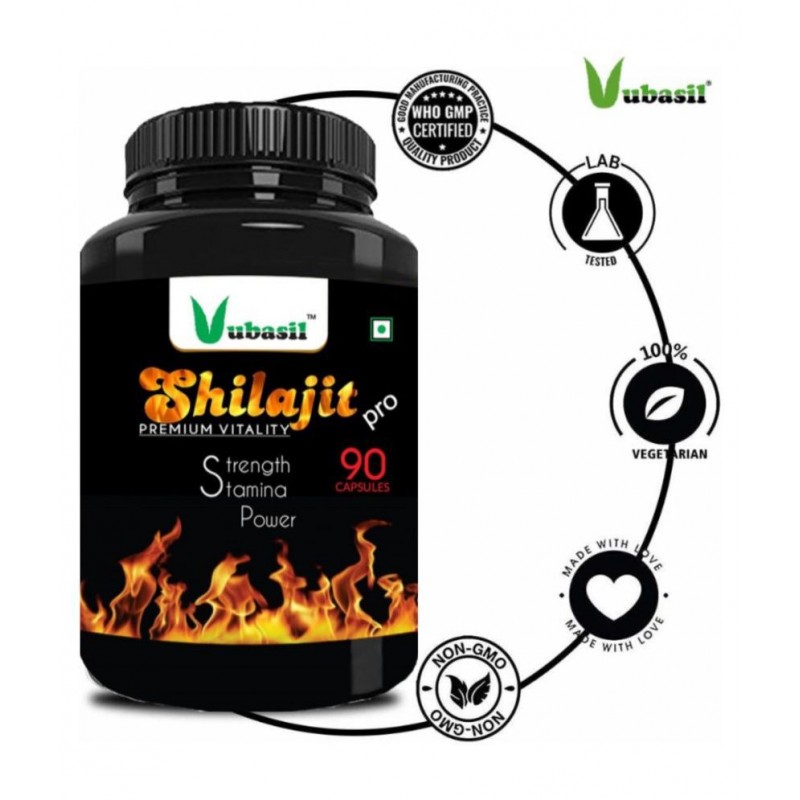 VUBASIL Shilajit PRO (90 Capsules) 100% Natural & Safe Shilajeet Gold Extract 800 mg Minerals Capsule