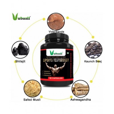 VUBASIL Testoboost Lean Muscle Gain & Immunity Booster 120 Capsule 800 mg