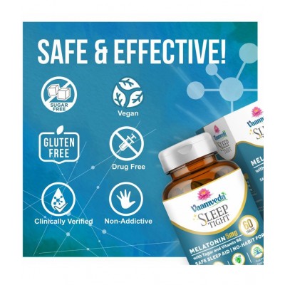 Vaamveda Melatonin Sleeping Tablets Deep Good Sleep Aid Capsules Supplements 60 no.s Multivitamins Tablets