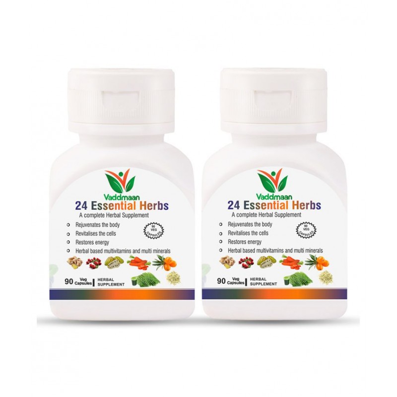 Vaddmaan 24 Essential Herbs - 180 Capsules | Natural Superfood | Herbal | Ayurvedic