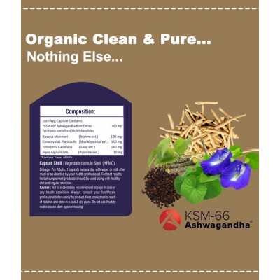 Vaddmaan Brain Relax - 60 Capsules| Brahmi | Shankhpushpi | KSM-66 Ashwagandha | Giloy | Mind Rejuvenation | Cognitive Wellness Vaddmaan Brain Relax - 60 Capsules| Brahmi | Shankhpushpi | KSM-66 Ashwagandha | Giloy | Mind Rejuvenation | Cognitive Wellness