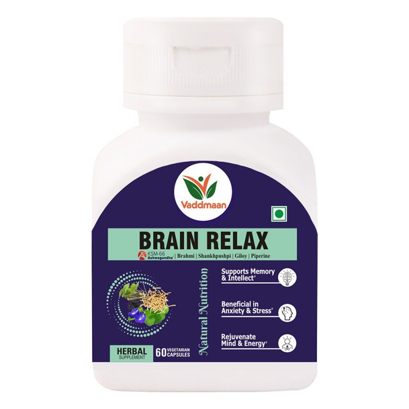 Vaddmaan Brain Relax - 60 Capsules| Brahmi | Shankhpushpi | KSM-66 Ashwagandha | Giloy | Mind Rejuvenation | Cognitive Wellness Vaddmaan Brain Relax - 60 Capsules| Brahmi | Shankhpushpi | KSM-66 Ashwagandha | Giloy | Mind Rejuvenation | Cognitive Wellness