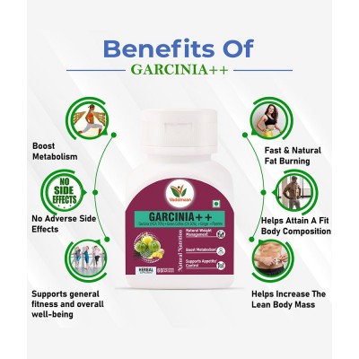 Vaddmaan Garcinia++ Keto Advanced Weight Management Supplement with Garcinia Cambogia (HCA 70%) Green Coffee Bean, Black Pepper Extracts (Pack of 1)