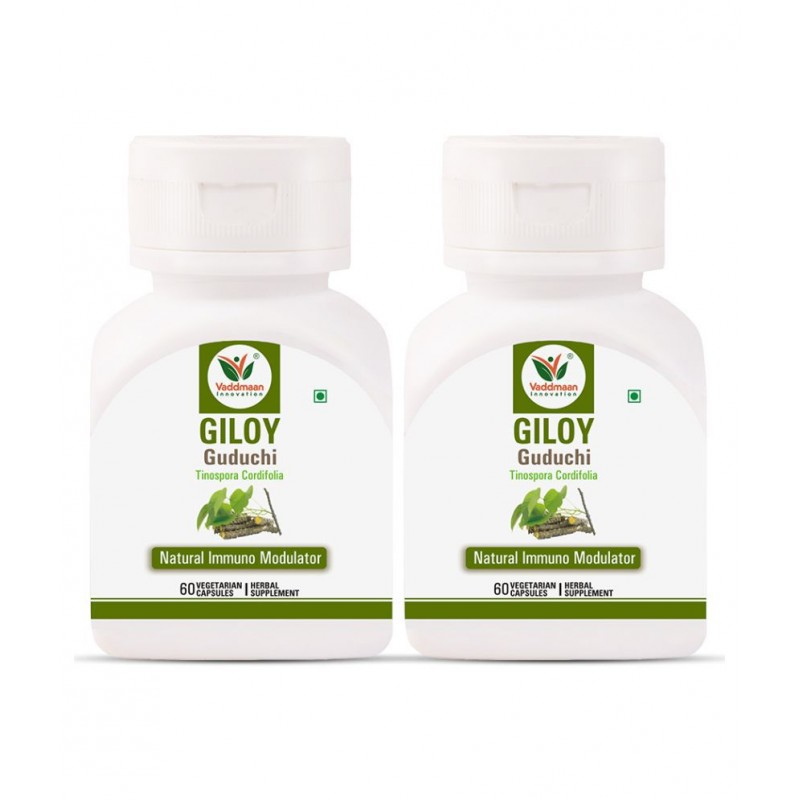 Vaddmaan Giloy (Pure bitter extract) Vegetarian Capsules - Immune Health & Well-Being (Pack of 2) Guduchi, Tinospora Cordifolia
