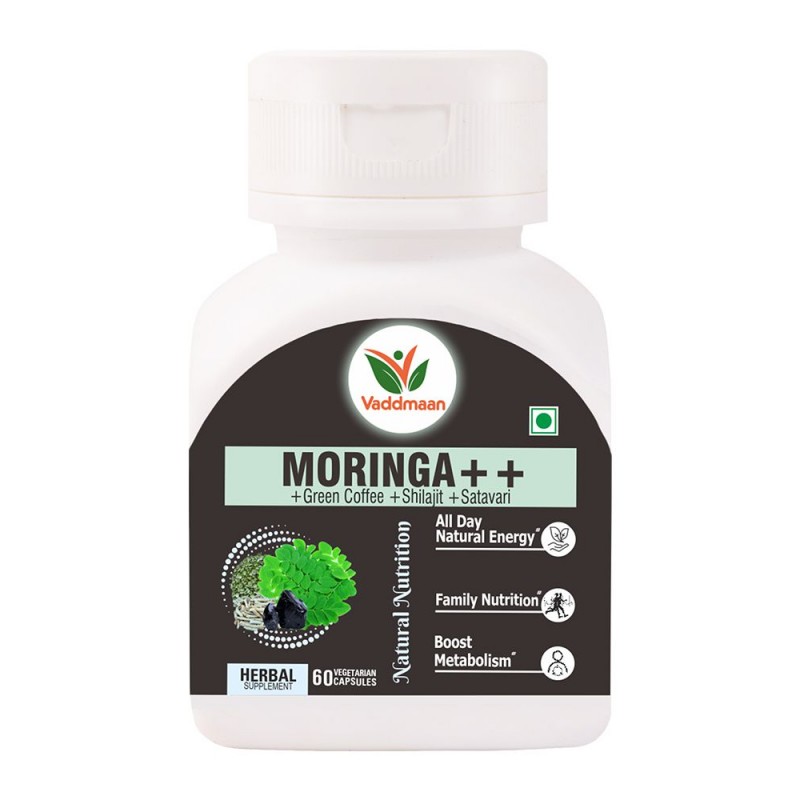 Vaddmaan Moringa ++ With Shilajit, Satavari, Green Coffee Bean Extract, For Natural Energy - 60 Veg Capsules