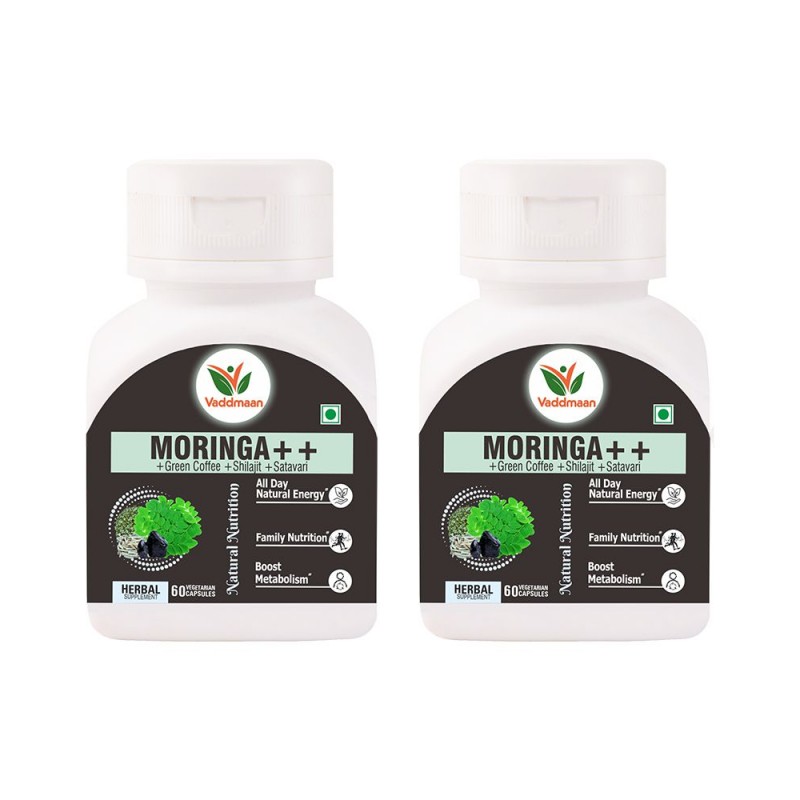 Vaddmaan Moringa++ 60 Capsules, Pack Of 2 | Family Nutrition | Herbal | Minerals | Energy Revitalise | Superfood Vaddmaan Moringa++ 60 Capsules, Pack Of 2 | Family Nutrition | Herbal | Minerals | Energy Revitalise | Superfood